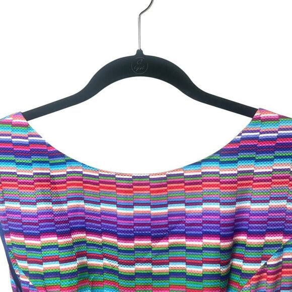 Shoshanna Fit & Flare Sleeveless Kaleidoscope Silk Dress Multicolor Sz 10 - Picture 3 of 12